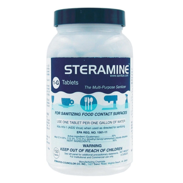 Steramine Sanitizing Tablets For Sanitizing Food Contact Surfaces 150 Per Bottle