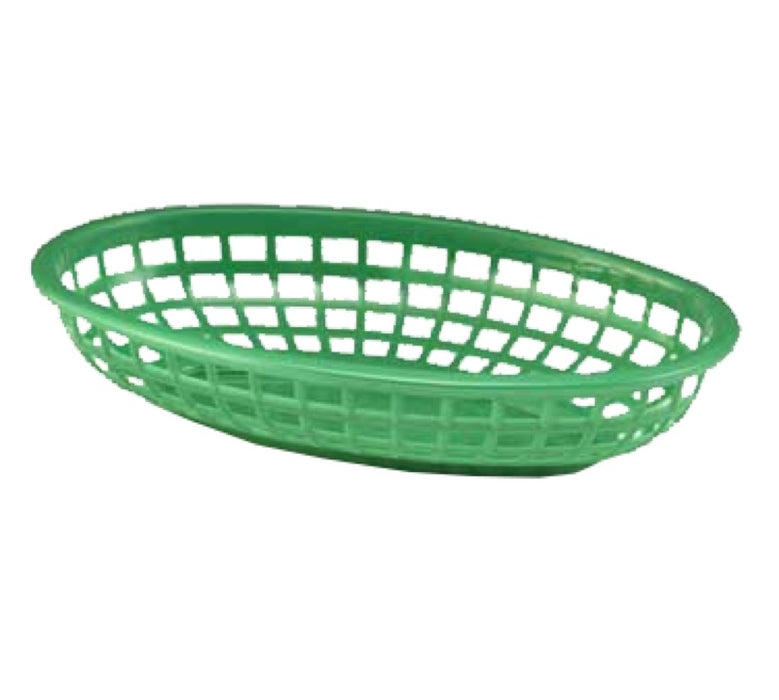 TableCraft 1074G Oval Classic Basket 9 3/8" x 6" x 1 7/8" - Green