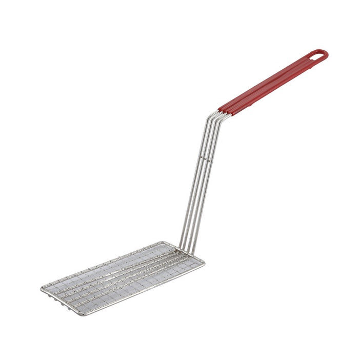 Winco FB-PS Rectangular Fry Basket Press With Plastic Coated Handle - Red