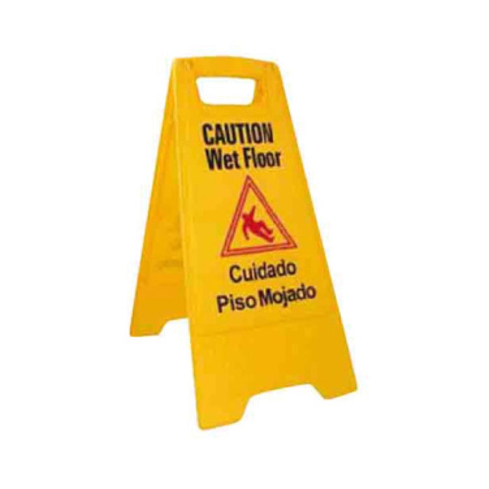 Winco WCS-25 Wet Floor Caution Sign English And Spanish - Yellow