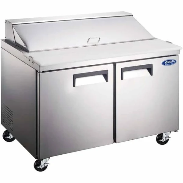 Admiral Craft GRSLM-2D/60 60'' 2 Door Counter Height Refrigerated Sandwich / Salad Prep Table with Standard Top - 15 Cu ft in Silver